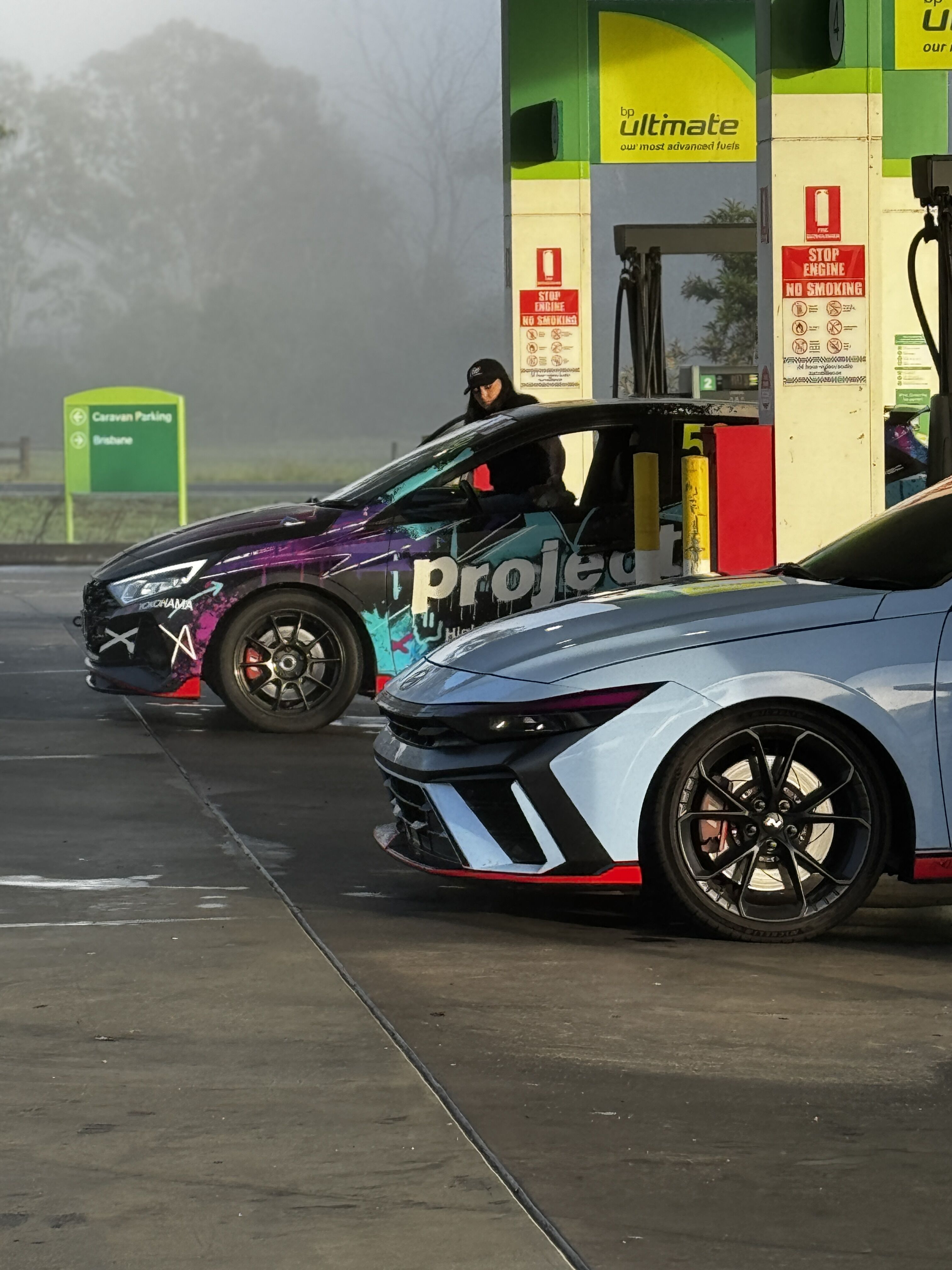 i30 Sedan N and i20N Parked sideby side at Petrol Station