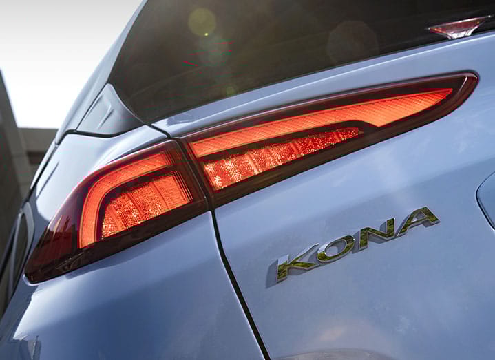 Rear of the vehicle with the Kona logo visible.