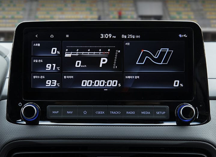 Kona N infotainment screen.