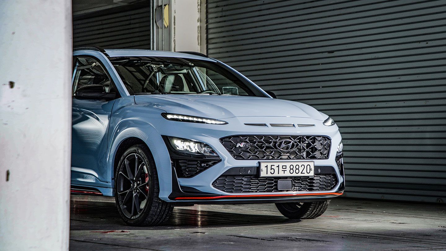 Kona N parked inside a building.