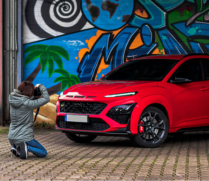 Photographing the front of the vehicle